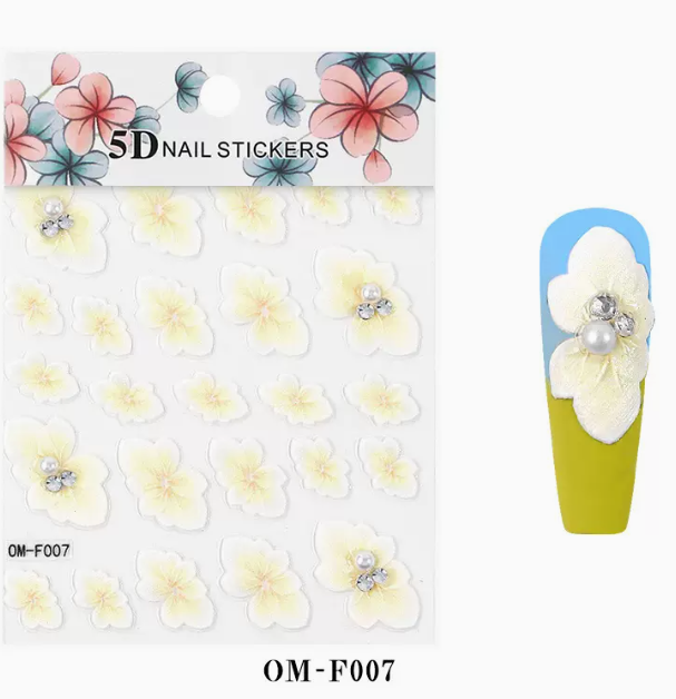 Hot Selling Nail Art Embossed Flower 5D Sticker (OM-F007#)