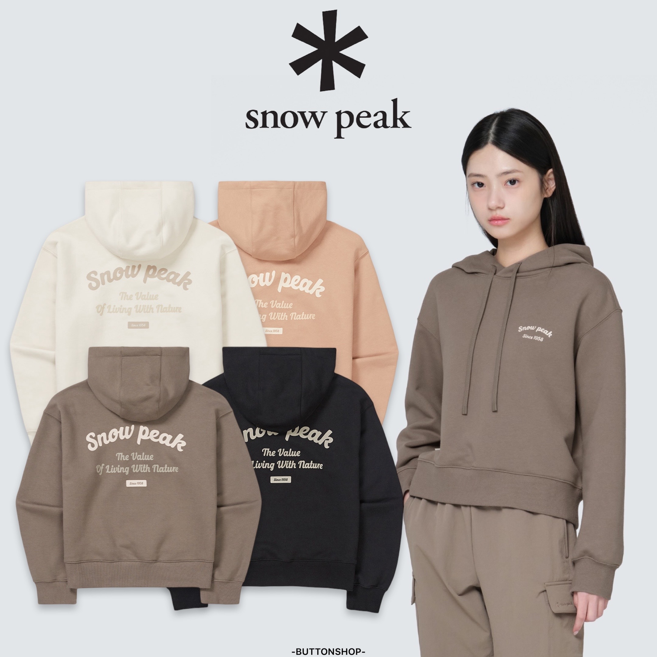 【現貨零碼折扣】snow peak Women Lettering Semi Crop Hoodie T-shirt 女款俏皮文字帽ＴS24FWFHD63