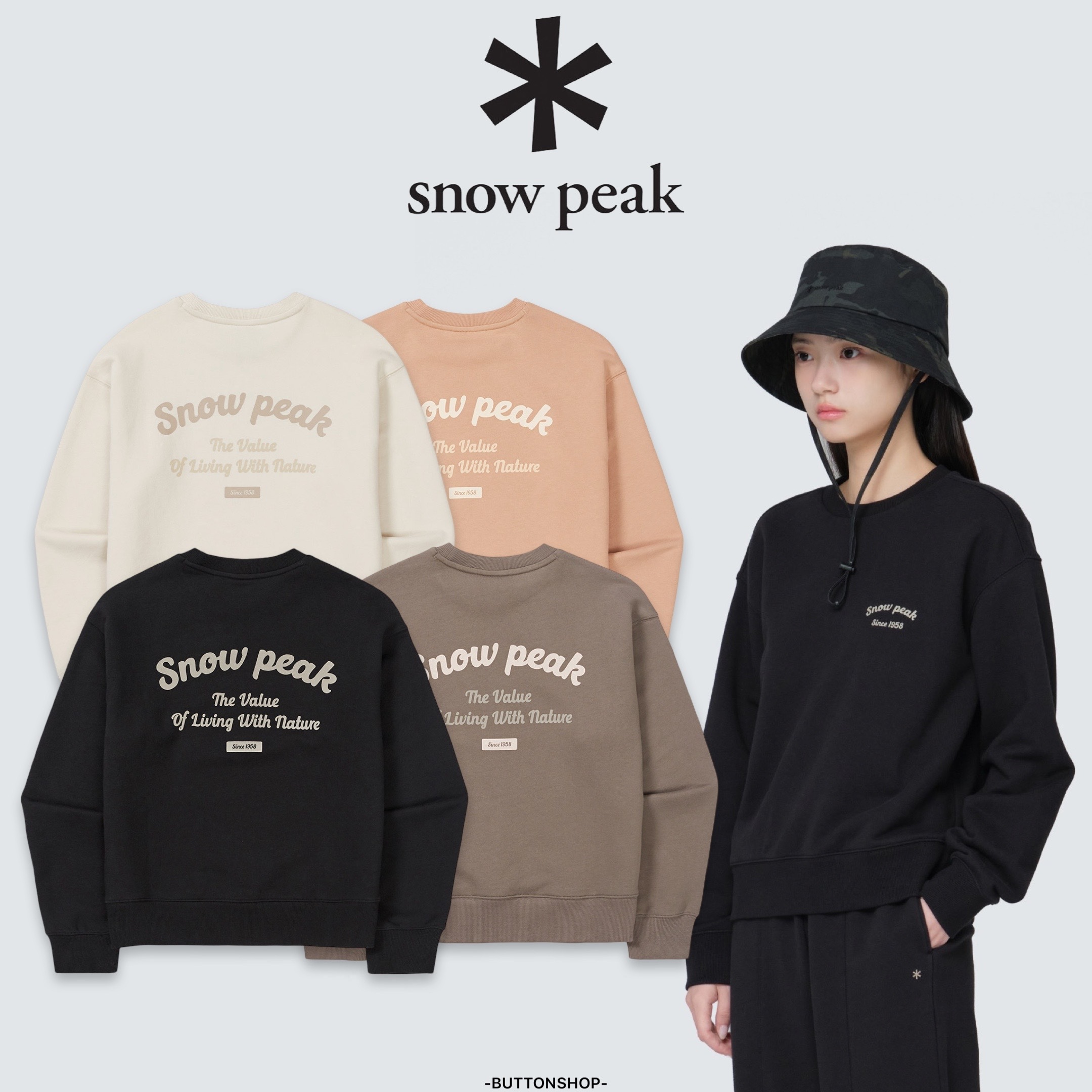 【現貨零碼折扣】snow peak Women Lettering Semi Crop Sweatshirts 女款俏皮文字大學Ｔ 短版 S24FWFHT63