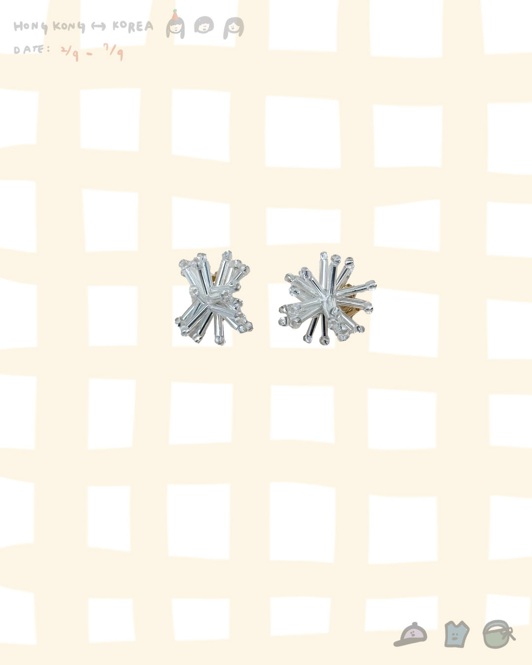 透明感不規則花火耳環