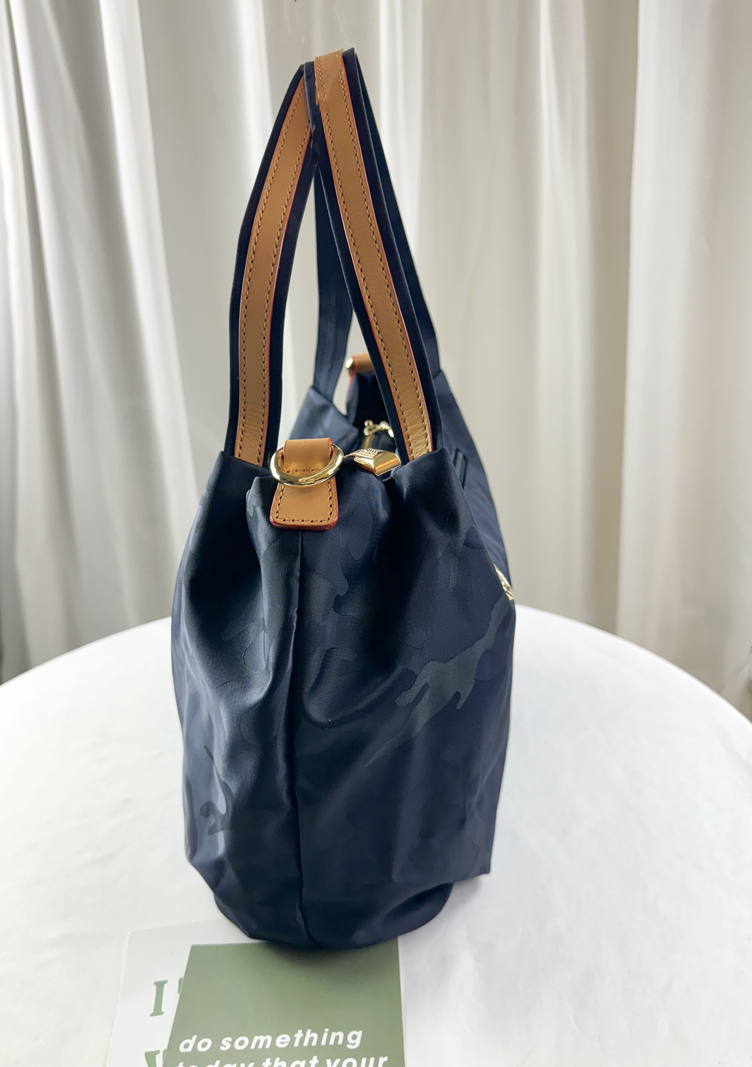 FamilyBear 藍迷彩拼色防潑水手提包 / 側背包  #2849