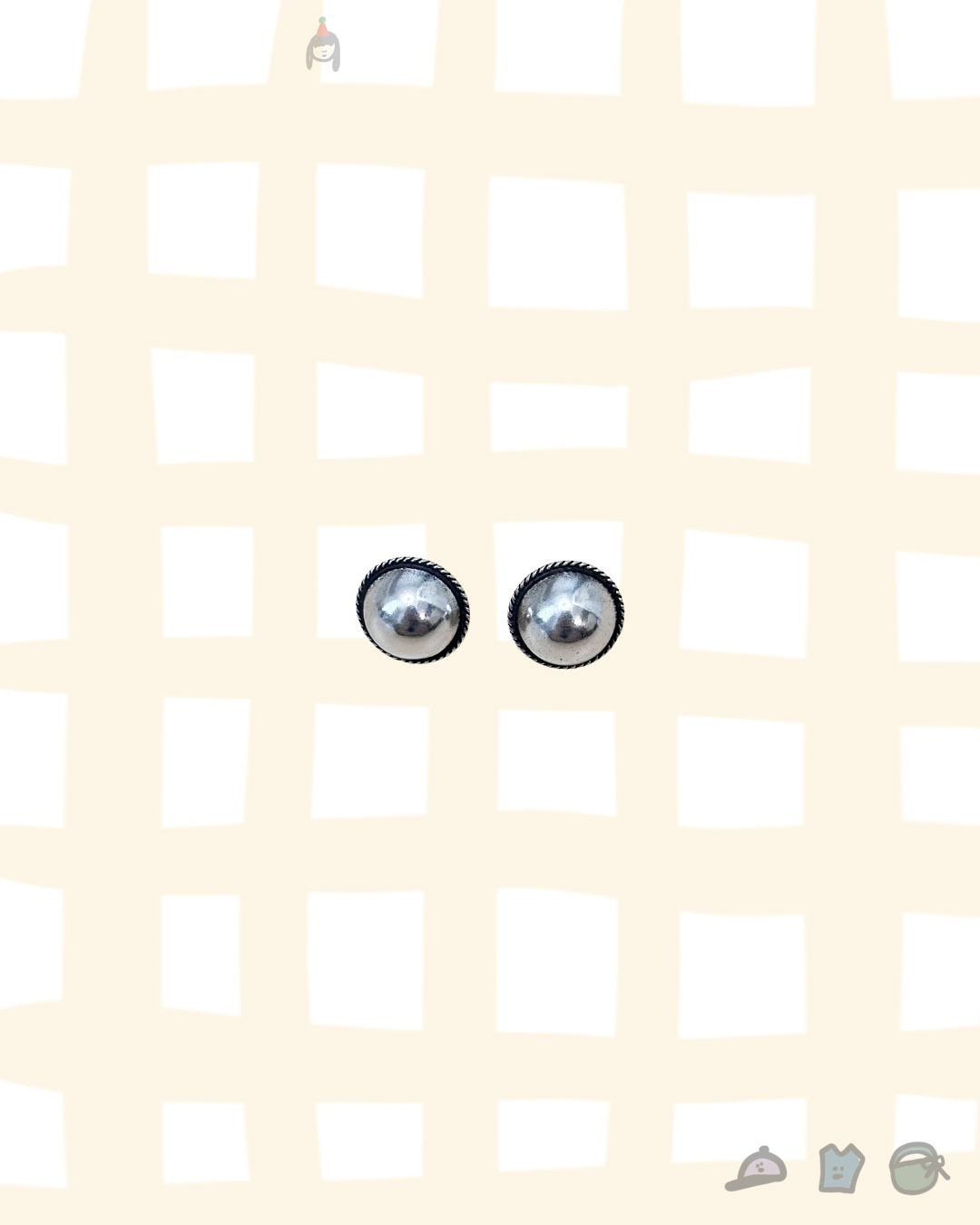 925純銀點點包邊銀波耳環