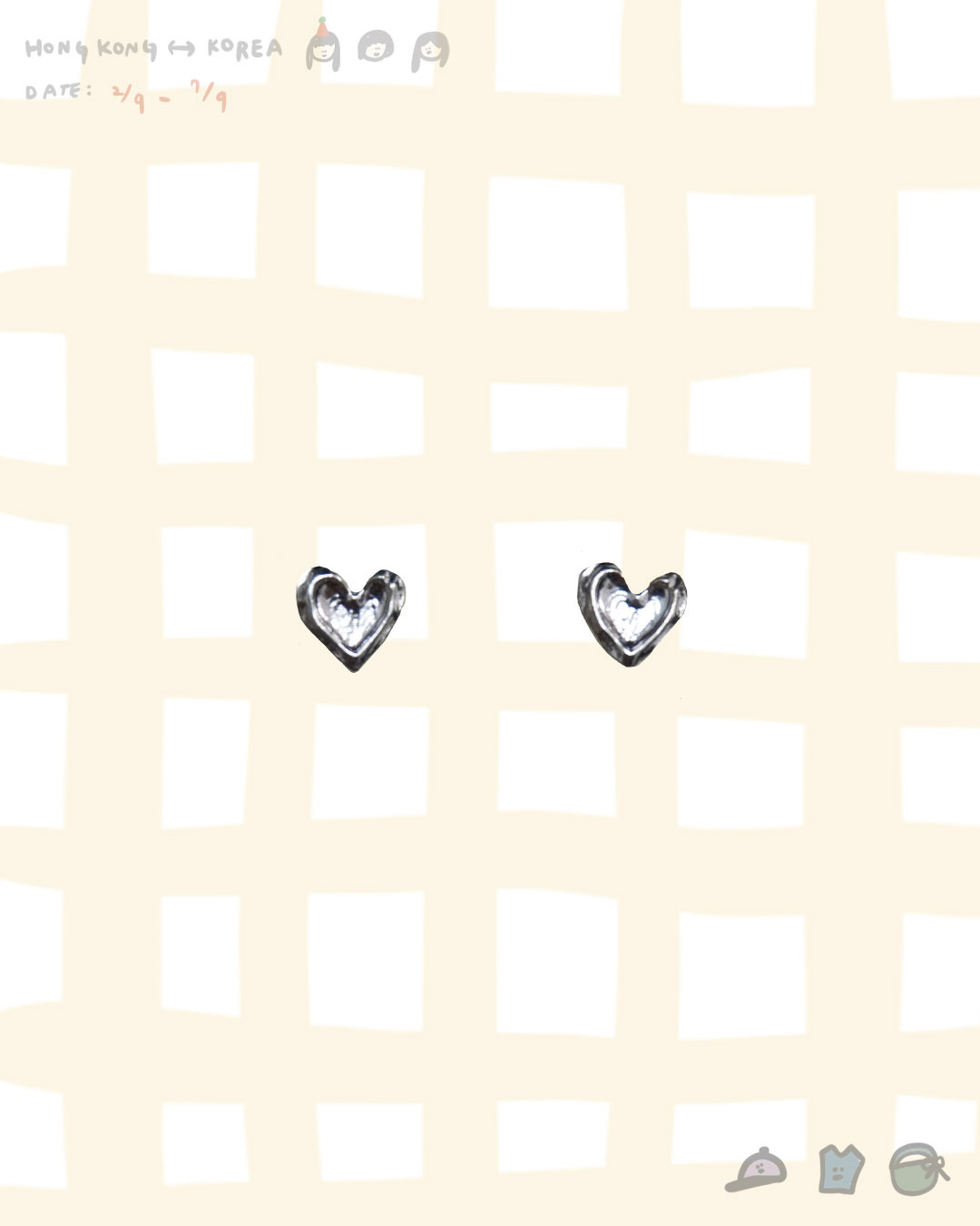 925純銀凹面心形耳釘