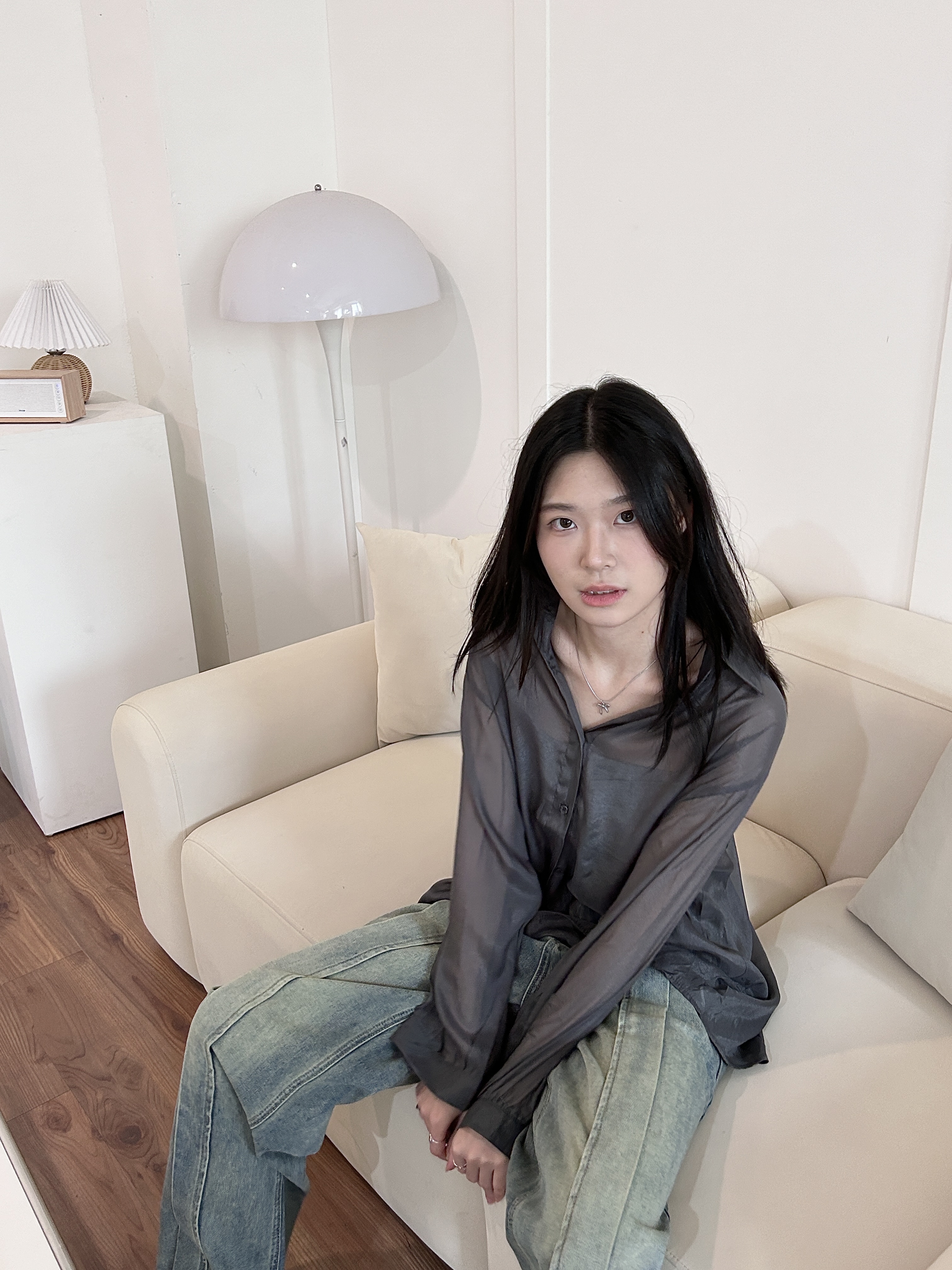 天絲棉後綁罩衫