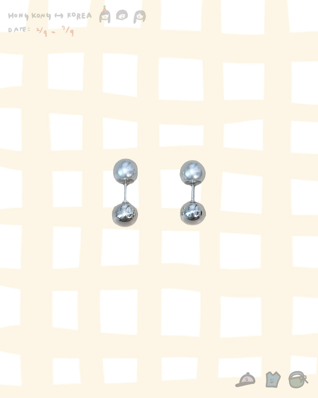 925純銀2way珍珠銀波耳針