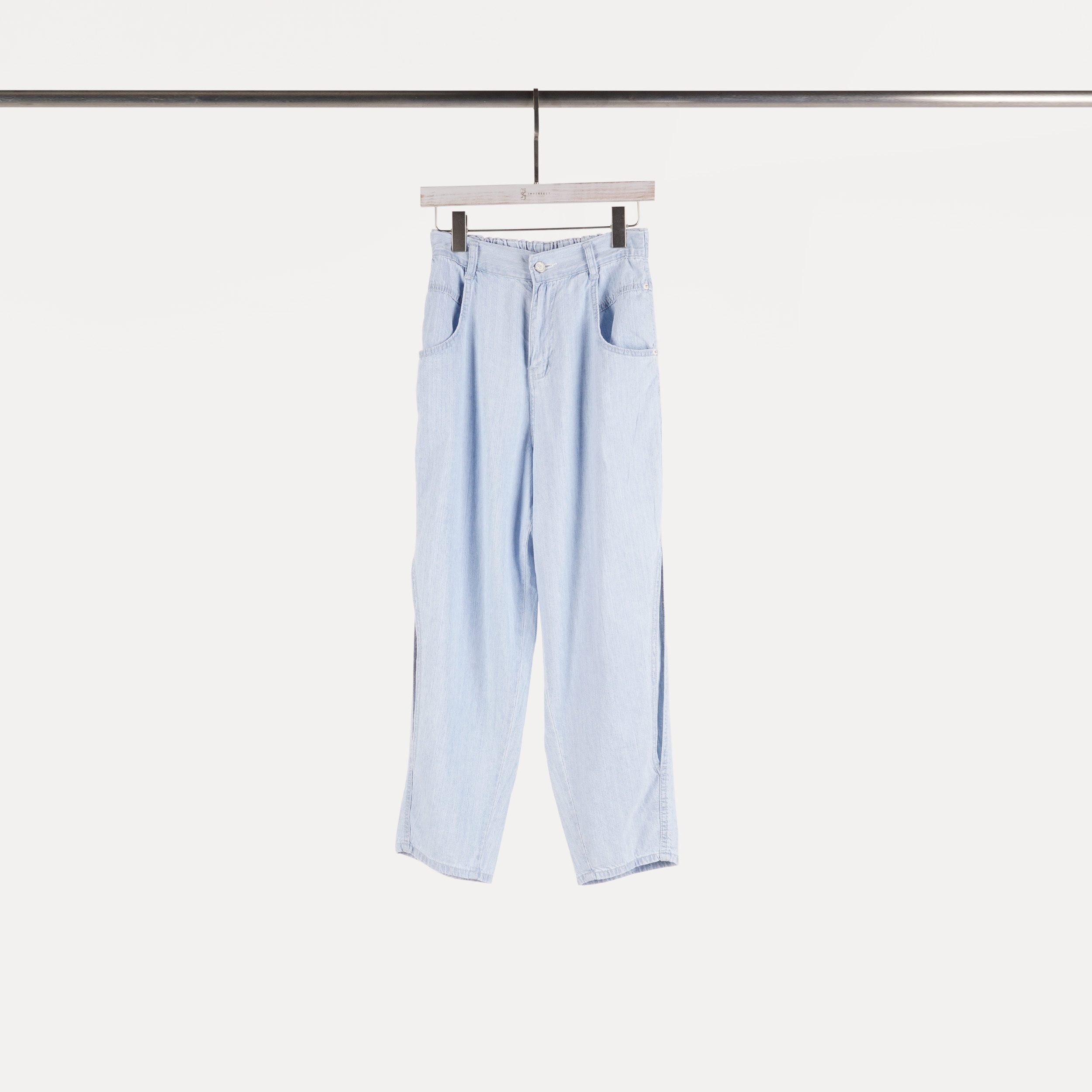 側挖洞牛仔寬褲 | M-XL | 淺淺藍