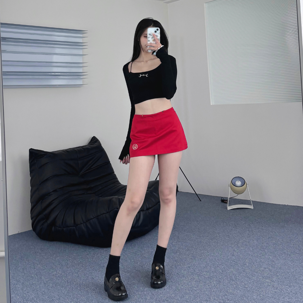 【DOMISS自訂】低腰西裝短褲裙 工裝裙 帶感! (現貨)