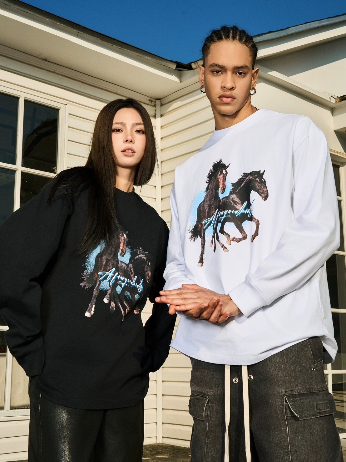 AFGK 奔騰黑馬 圓領 寬鬆 長袖 T A FEW GOOD KIDS