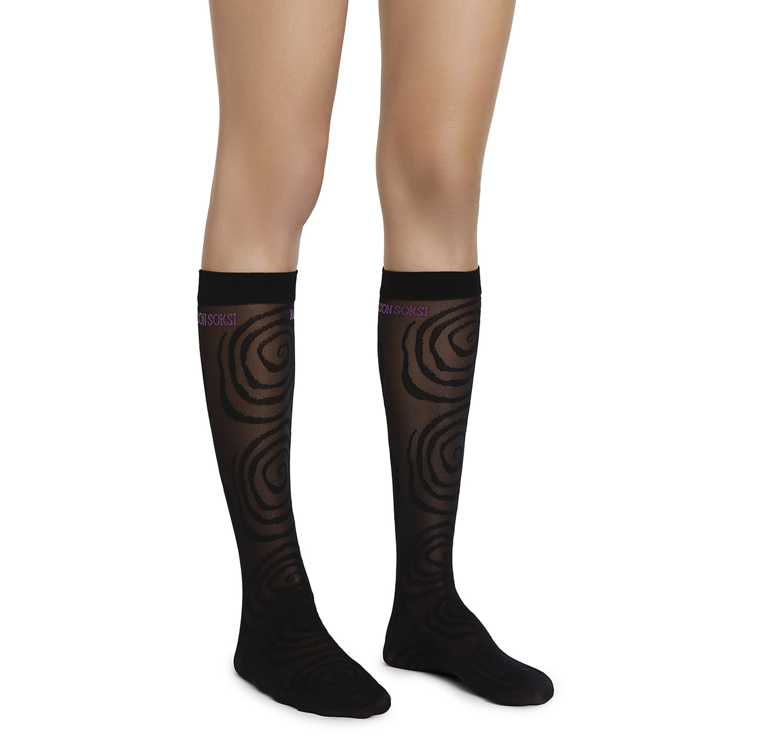 MAISON SOKSI WORMHOLE KNEE-HIGHS – BLACK SOCKS