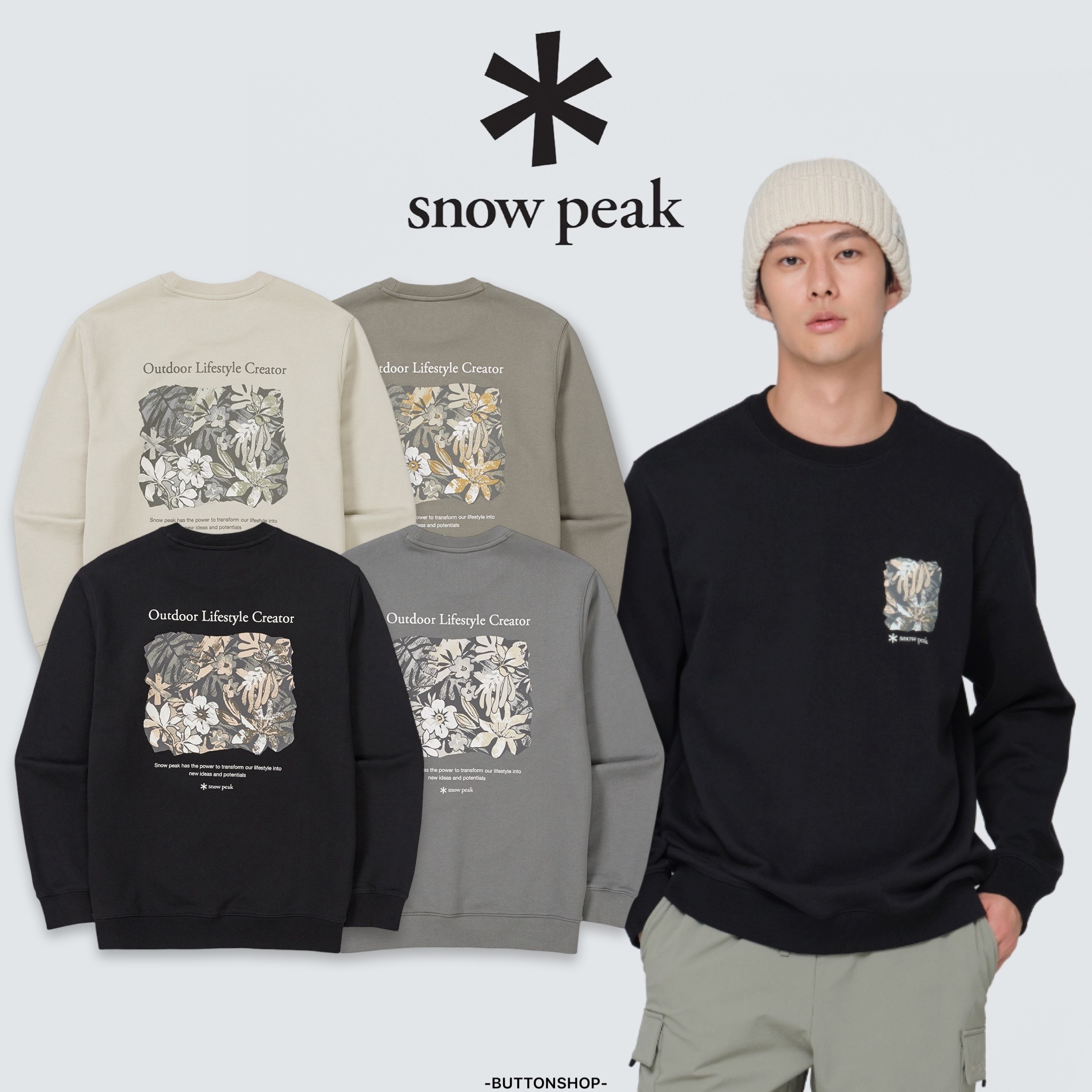 【現貨零碼折扣】snow peak Tropical Graphic Sweatshirts 熱帶植物大學Ｔ長袖 S24FUFHT64