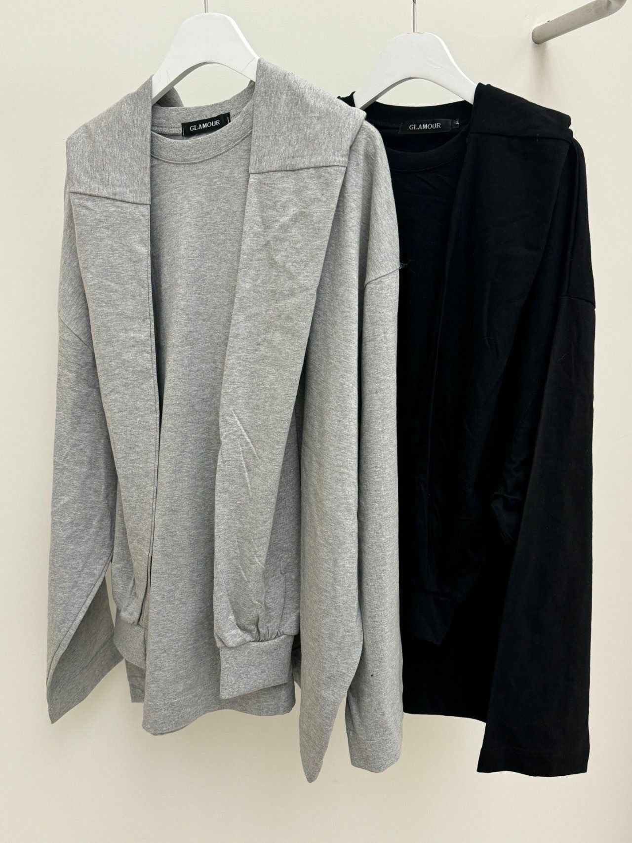 淨色假手袖連帽長袖衫 GLAMOUR-039T