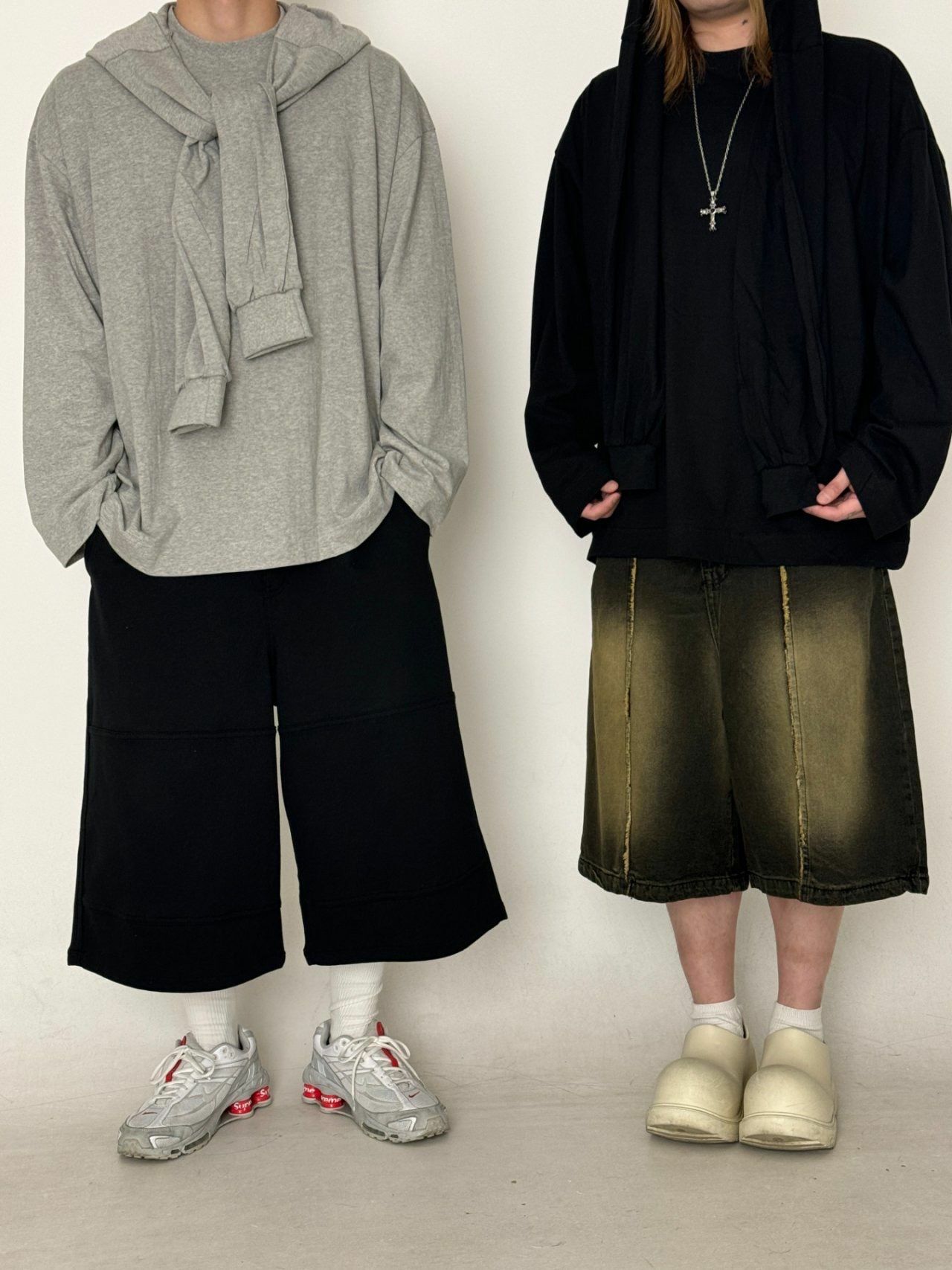 淨色假手袖連帽長袖衫 GLAMOUR-039T