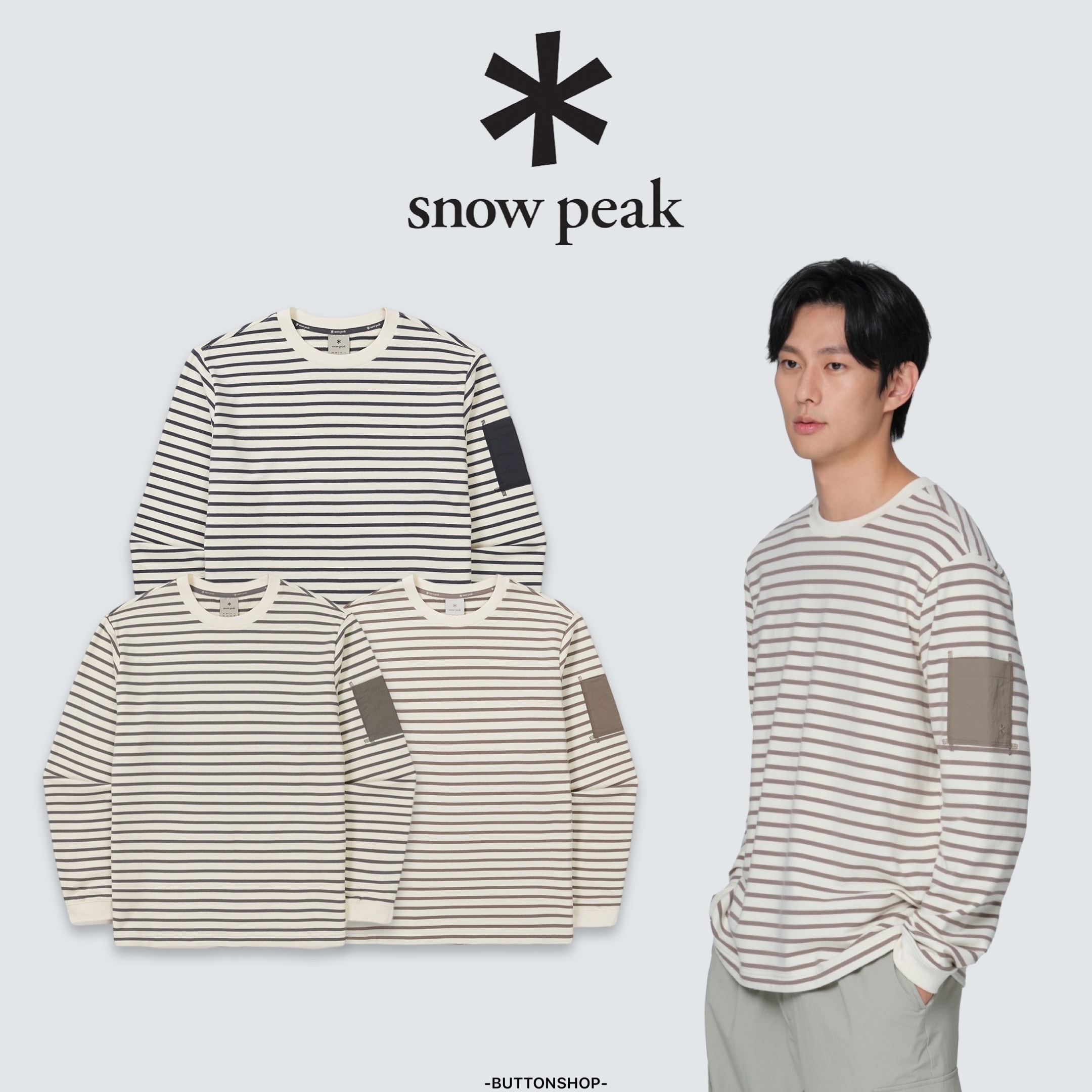 【現貨零碼折扣】snow peak Stripe Long Sleeve T-shirt 條紋薄長袖 S24FMFTL12