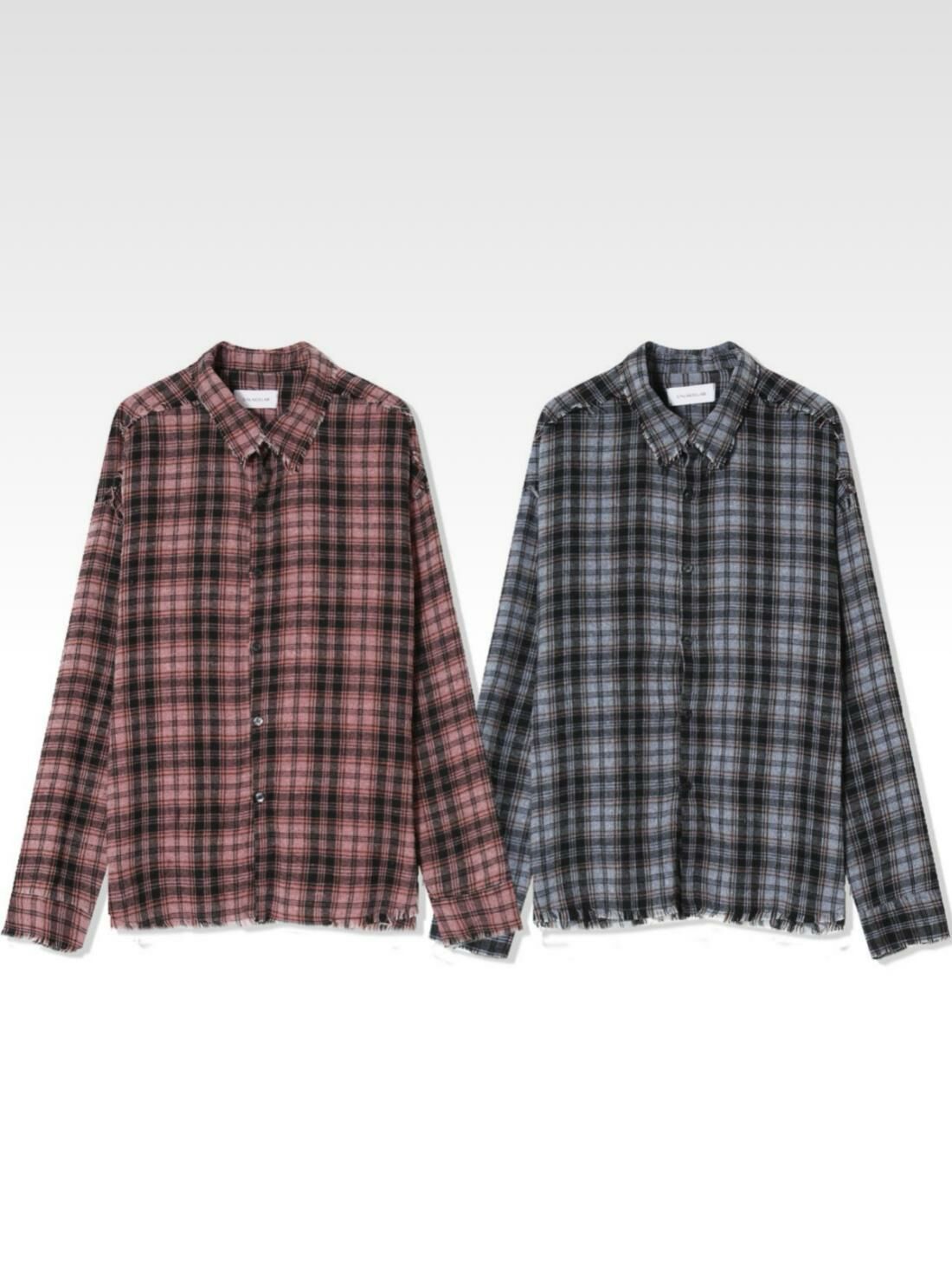 格仔長袖恤衫 UNUSED-019S