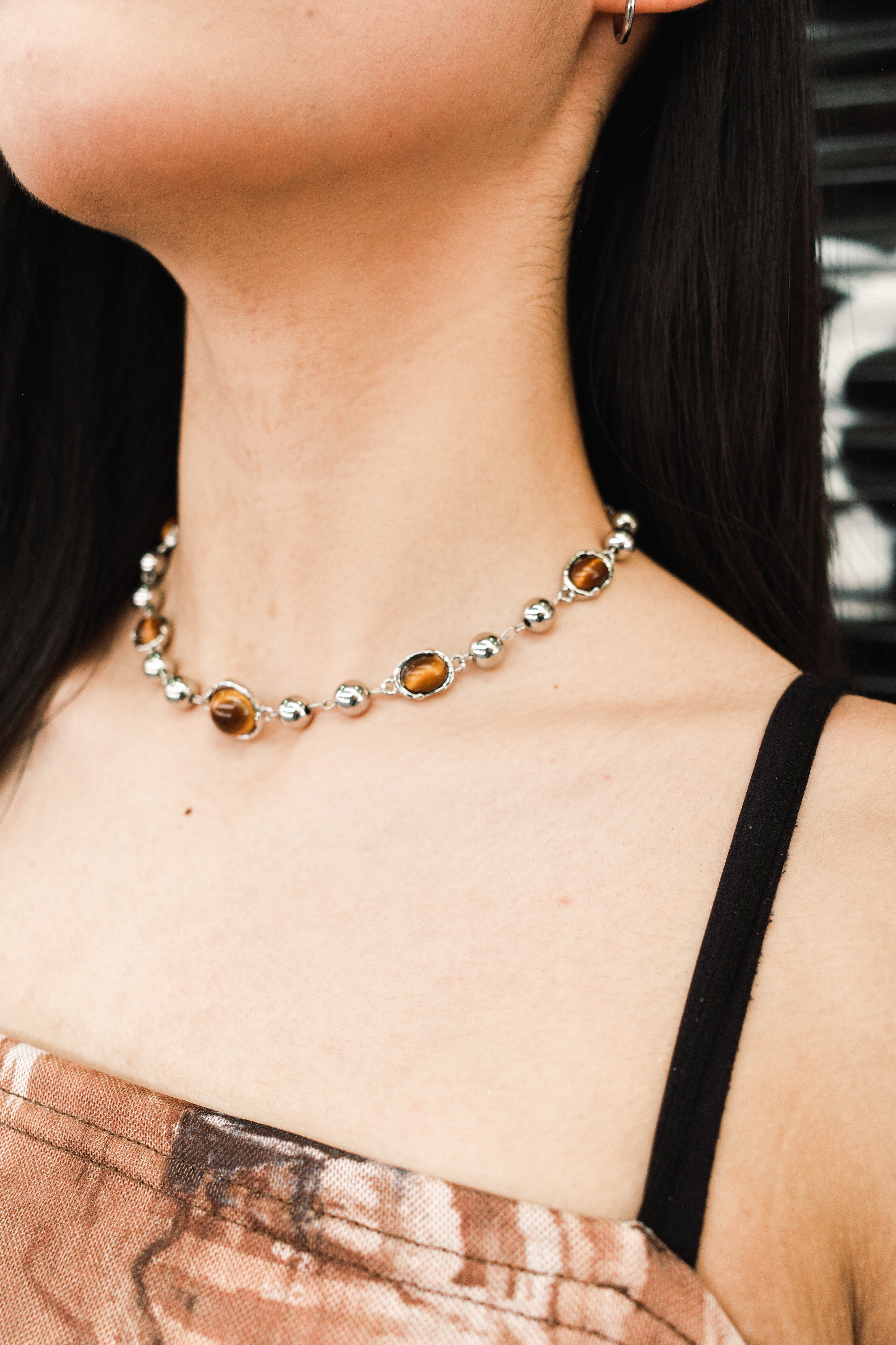 『Always_Good』虎眼 寶石 拼接 項鍊