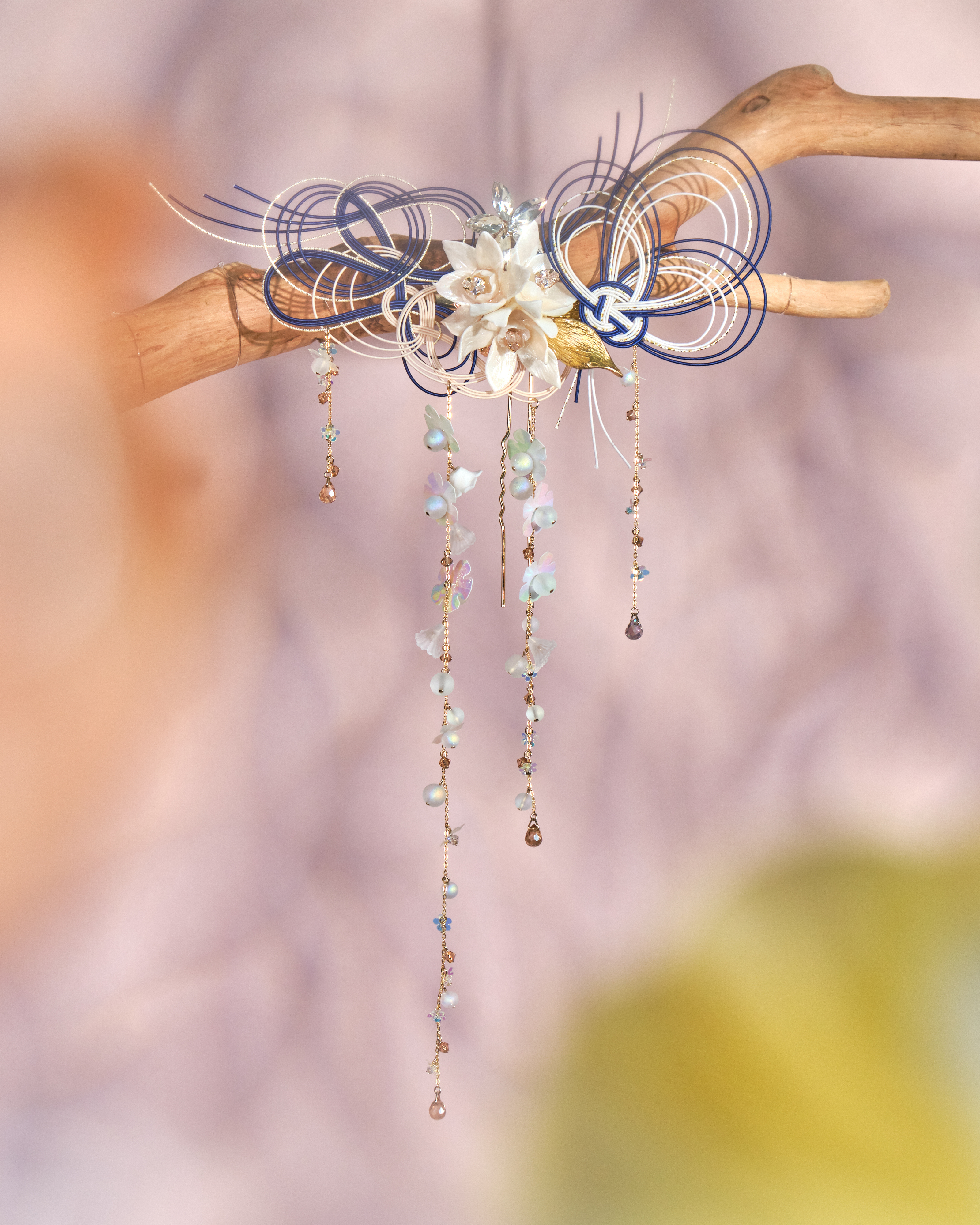 11107 Akari 海軍藍水引結2-way髮簪/髮夾