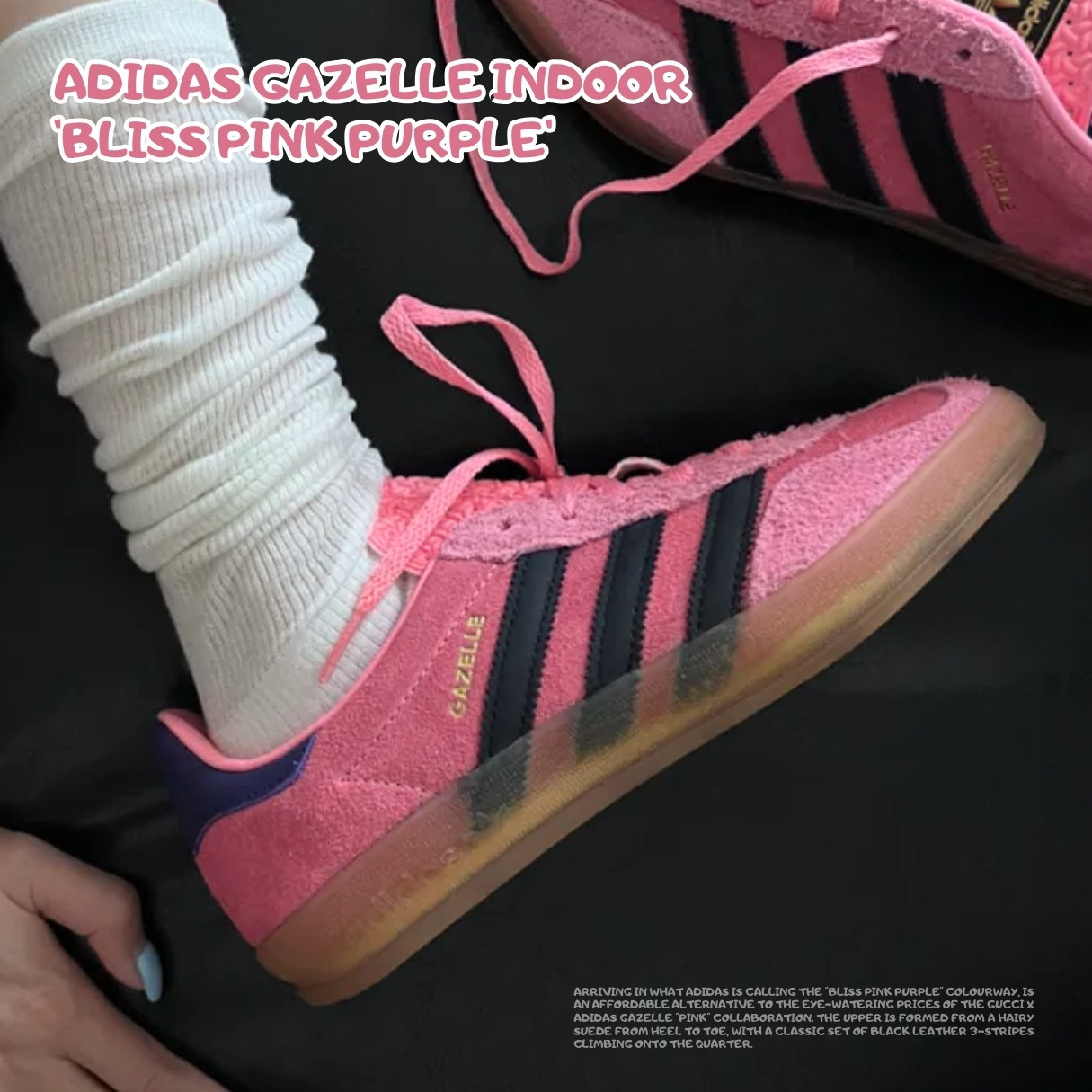 【逢甲 FUZZY】 Adidas Originals Gazelle Indoor 粉黑 藍紫 生膠底 IE7002