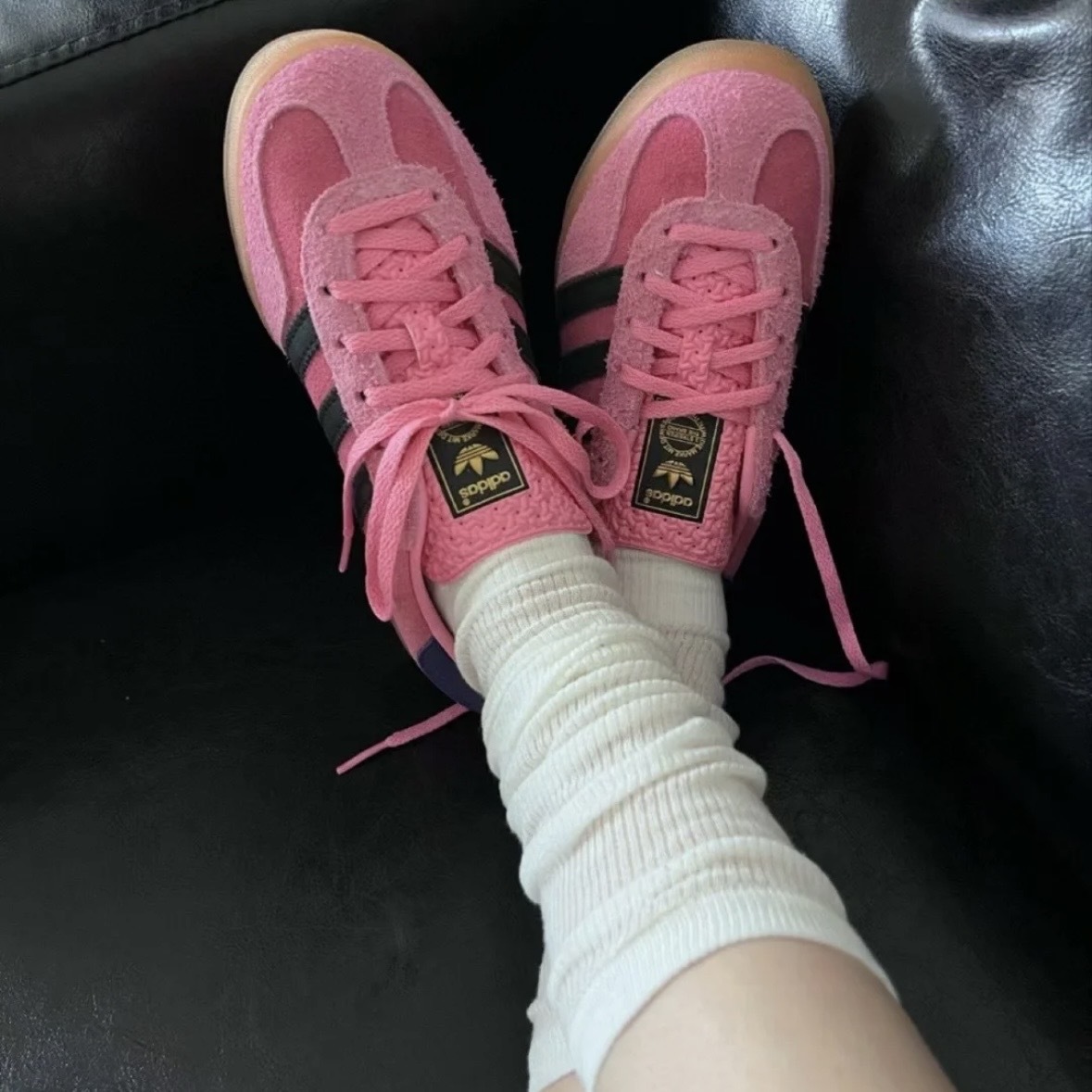 【逢甲 FUZZY】 Adidas Originals Gazelle Indoor 粉黑 藍紫 生膠底 IE7002