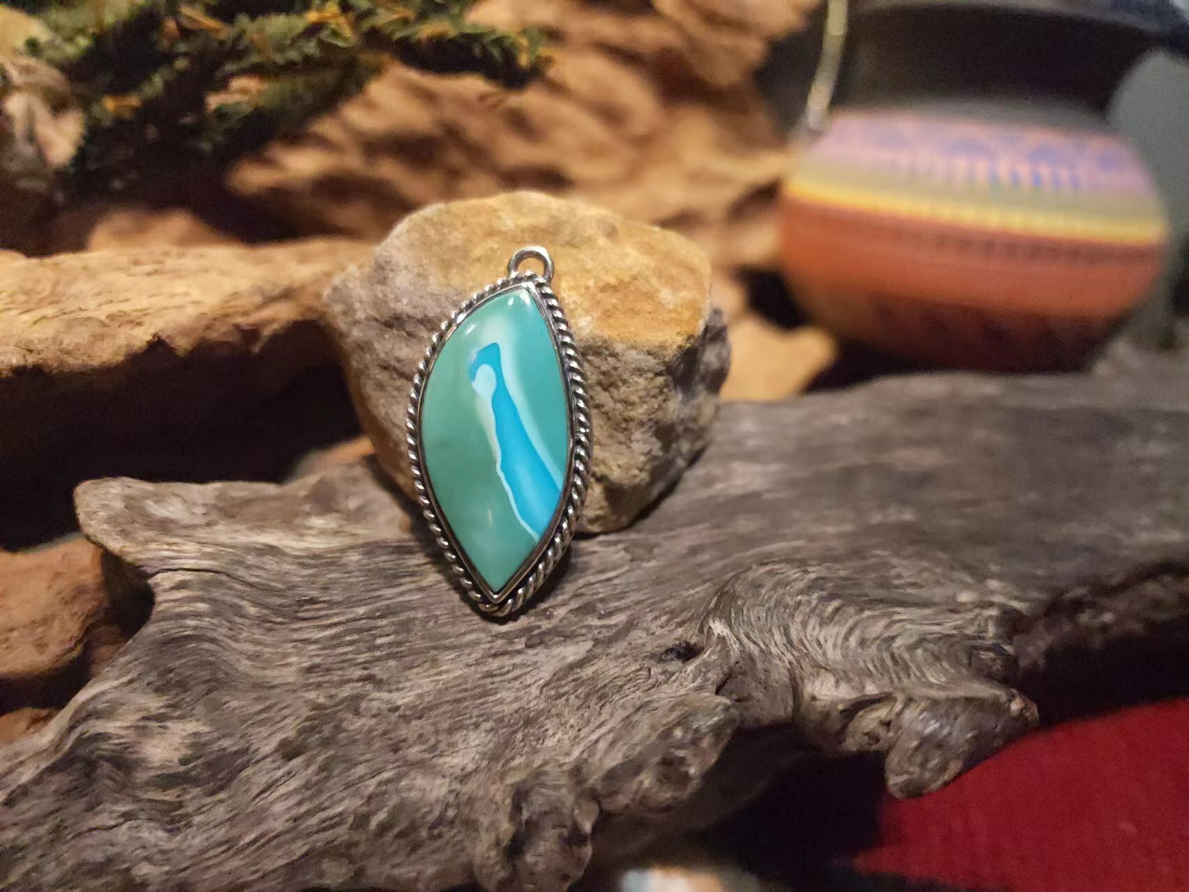 *Black Venom Jewelry- Freedom & Prayer Sleeping Beauty銀繩松石吊墜