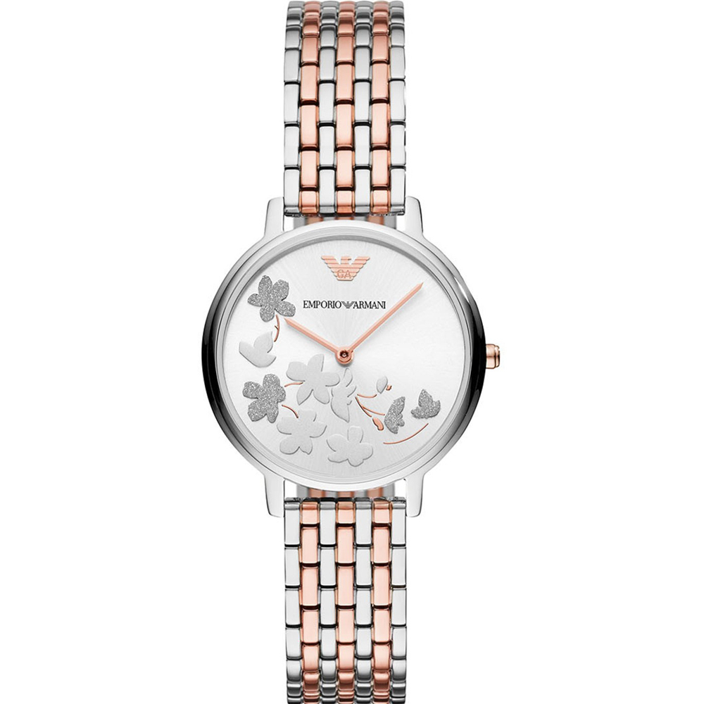 【Armani 亞曼尼】KAPPA系列 AR11113 優雅 質感 立體印花錶盤 不鏽鋼 石英 女錶