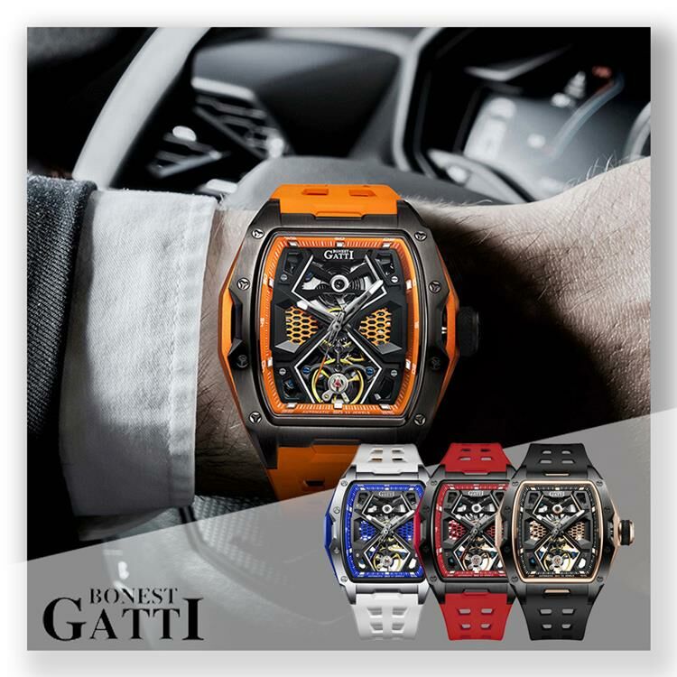 (預購)【Bonest Gatti】TopspeedI 賽道遊俠系列 BG5501 超跑奔馳 酒桶型 鏤空 透視 撞色 機械錶 手錶