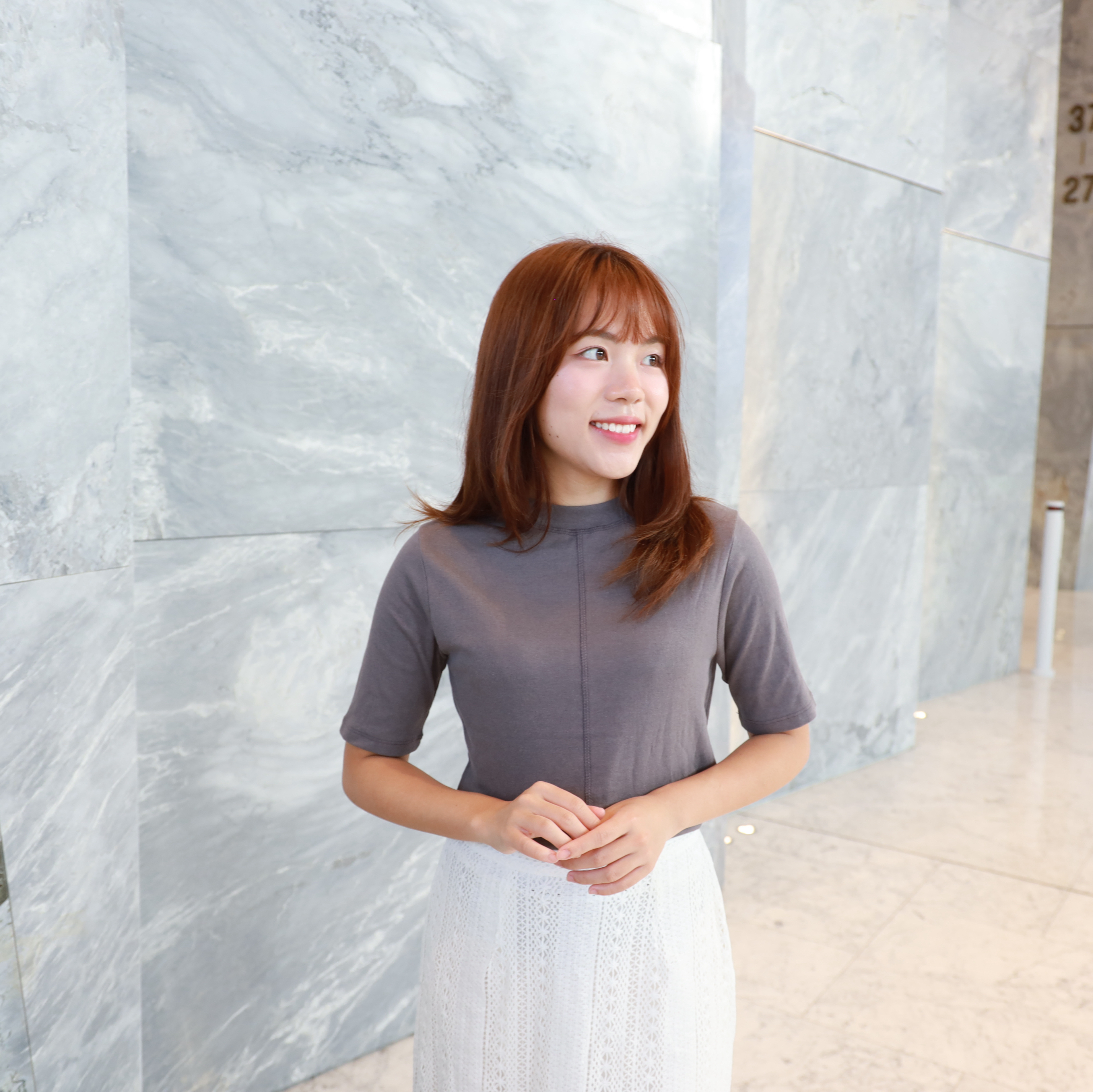 ||TOP515|| 七分袖圓領微直線彈性TOP