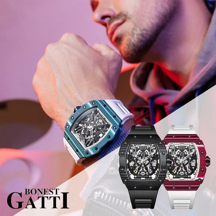 (預購)【Bonest Gatti】Explorer 探索者系列 BG9906 碳纖幻影 超跑奔馳 碳纖維 酒桶型 機械錶 手錶