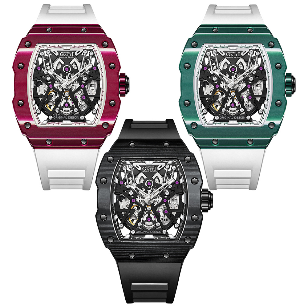 (預購)【Bonest Gatti】Explorer 探索者系列 BG9906 碳纖幻影 超跑奔馳 碳纖維 酒桶型 機械錶 手錶