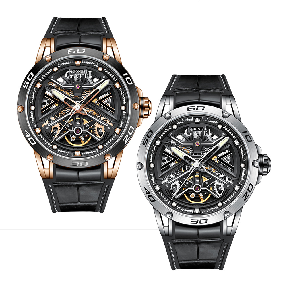 (預購)【Bonest Gatti】Space Exploration 太空探索系列 BG4601 X蜂巢 科幻 三針 大錶面 夜光 自動機械 男錶 手錶