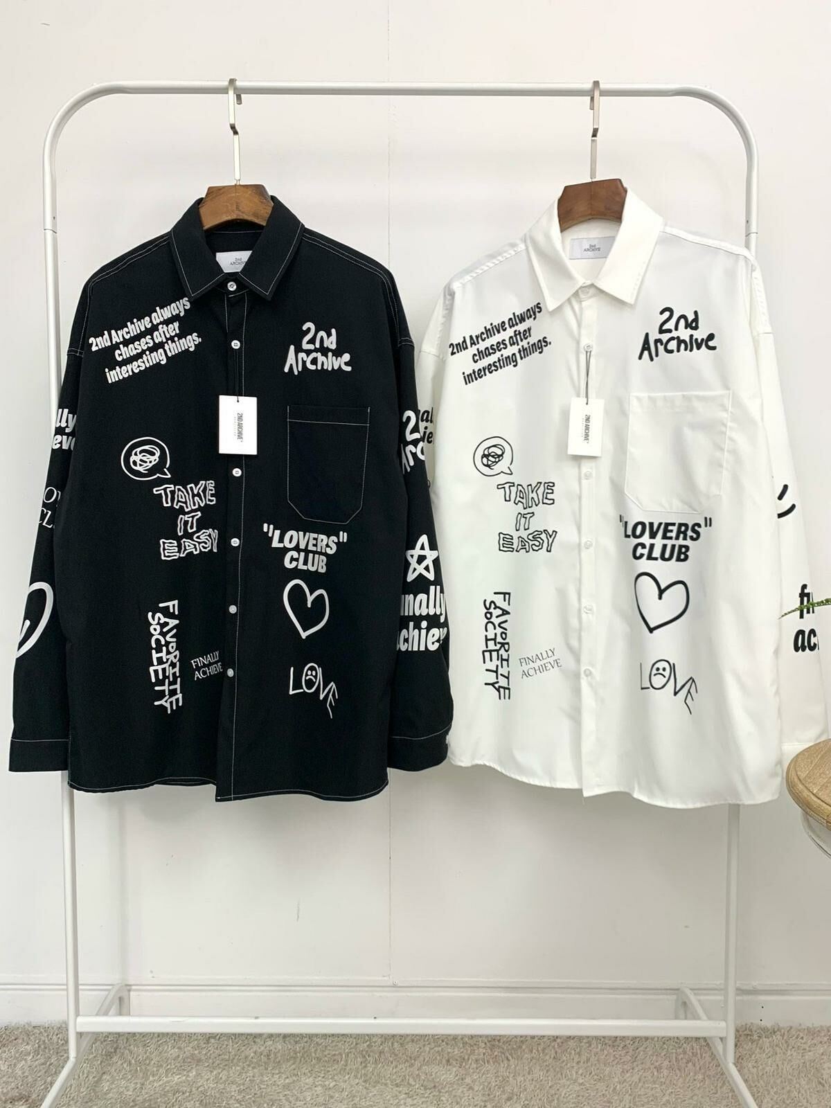 英文字圖案長袖恤衫 2nd-152S