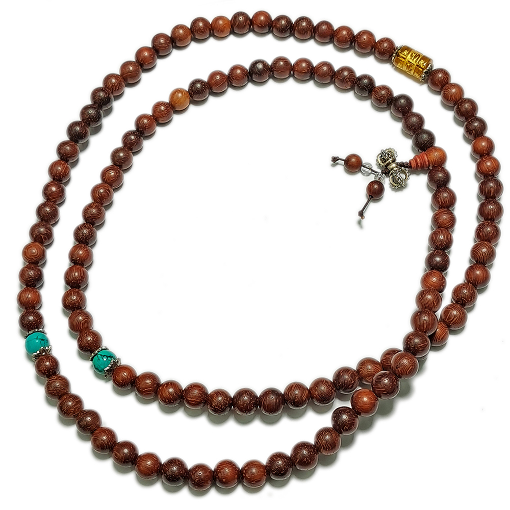 轉經輪{黃晶}紫檀木108念珠8mm【十方】148781