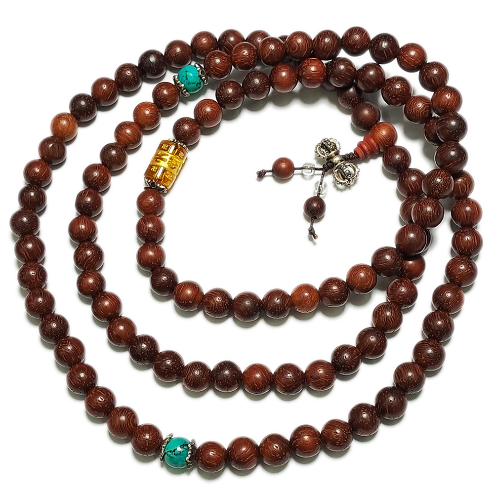 轉經輪{黃晶}紫檀木108念珠8mm【十方】148781