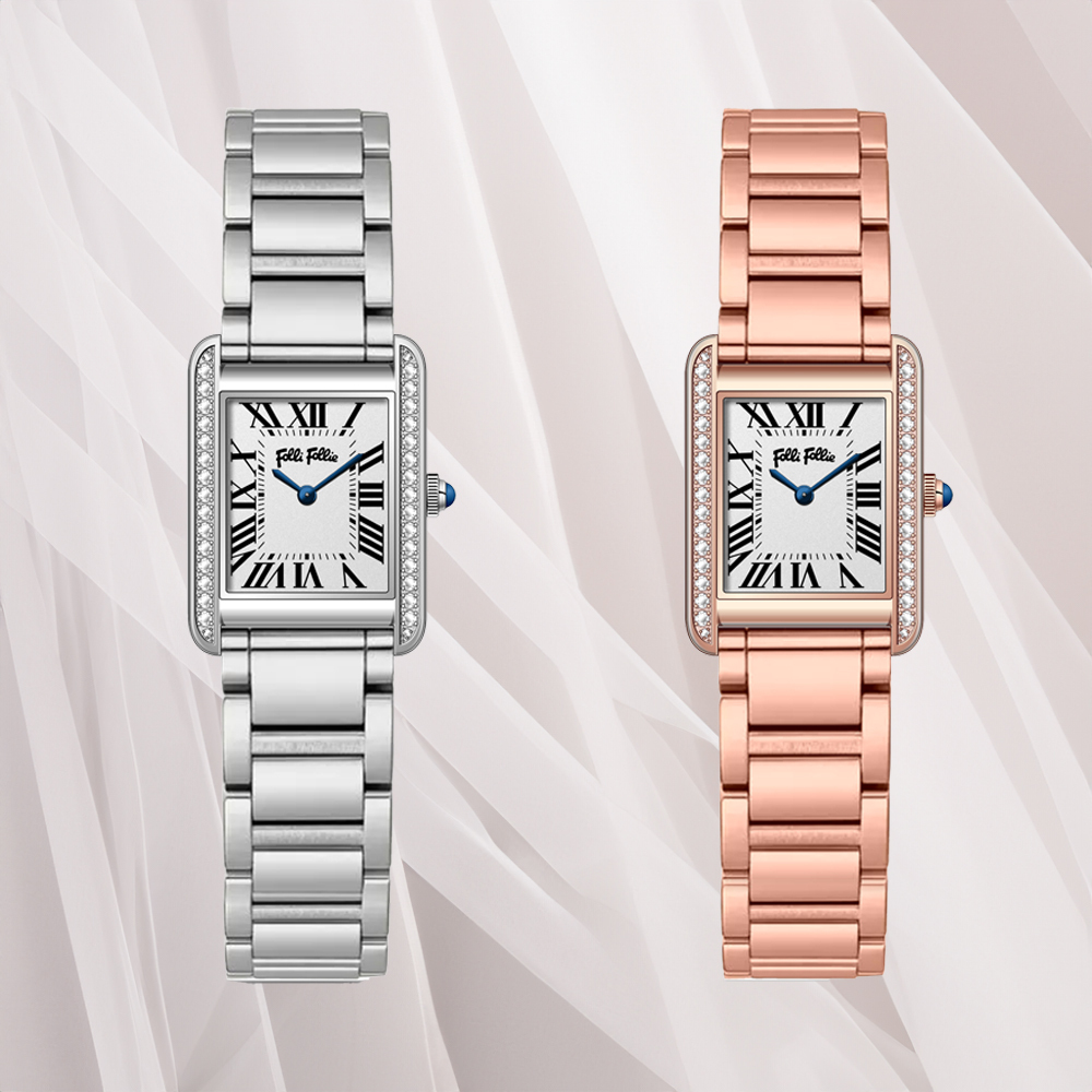 【Folli Follie 芙麗芙麗】WF22B019 女士 時尚 穿搭 優雅 輕奢 日本機芯 鑲鑽錶殼 女錶 手錶 淑女 羅馬文