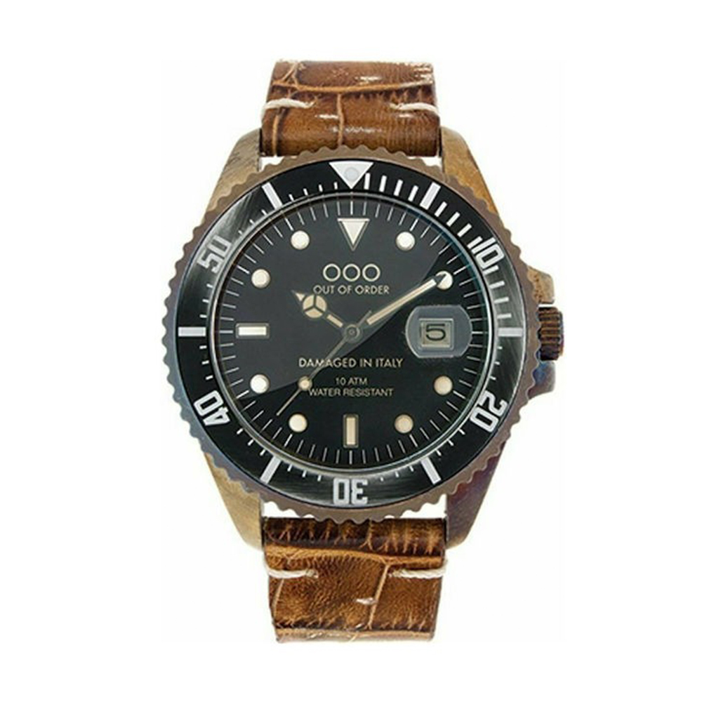 【Out of Order】OOO.001-2.CC.MA 復古 仿舊 日本機芯 帶日期 夜光 旋入式錶冠 黑咖 皮革 手錶