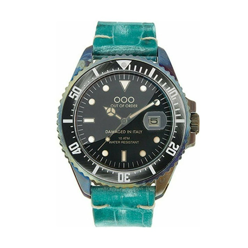 【Out of Order】OOO.001-2.CC.VE 復古 仿舊 日本機芯 帶日期 夜光 旋入式錶冠 黑綠 皮革 手錶