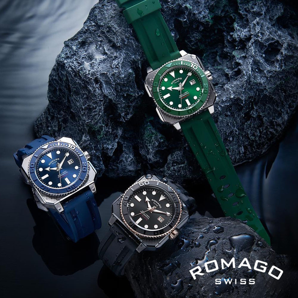 (預購)【ROMAGO 雷米格】專業深潛者300系列 RM109 水鬼 瑞士 機械錶 八角 夜光 日期顯示 潛水運動型腕錶
