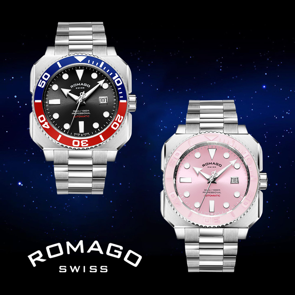 (預購)【ROMAGO 雷米格】專業深潛者300系列 RM109-SV 陶瓷錶圈 可樂圈 水鬼 瑞士 猛男 機械錶 八角 夜光 日期顯示 贈錶帶 潛水運動型腕錶