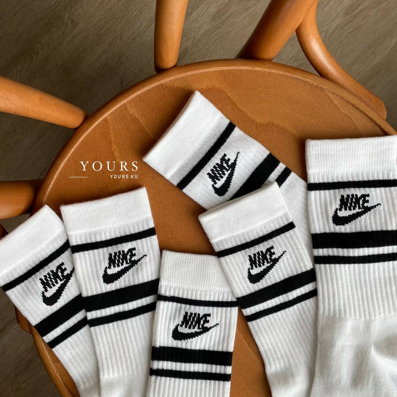 Nike EveryDay 黑白條紋 中長襪 三入組（DX5089-103）