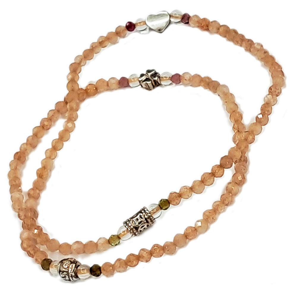 六字箴言銀環+太陽石{晶鑽}108念珠3mm【十方】150972