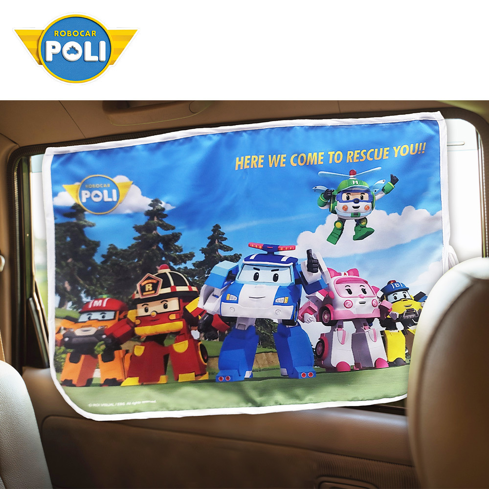 【nunuKIDS】Robocar Poli 波力 救援小英雄 車用遮陽簾 後窗單入組-救援小隊 出發