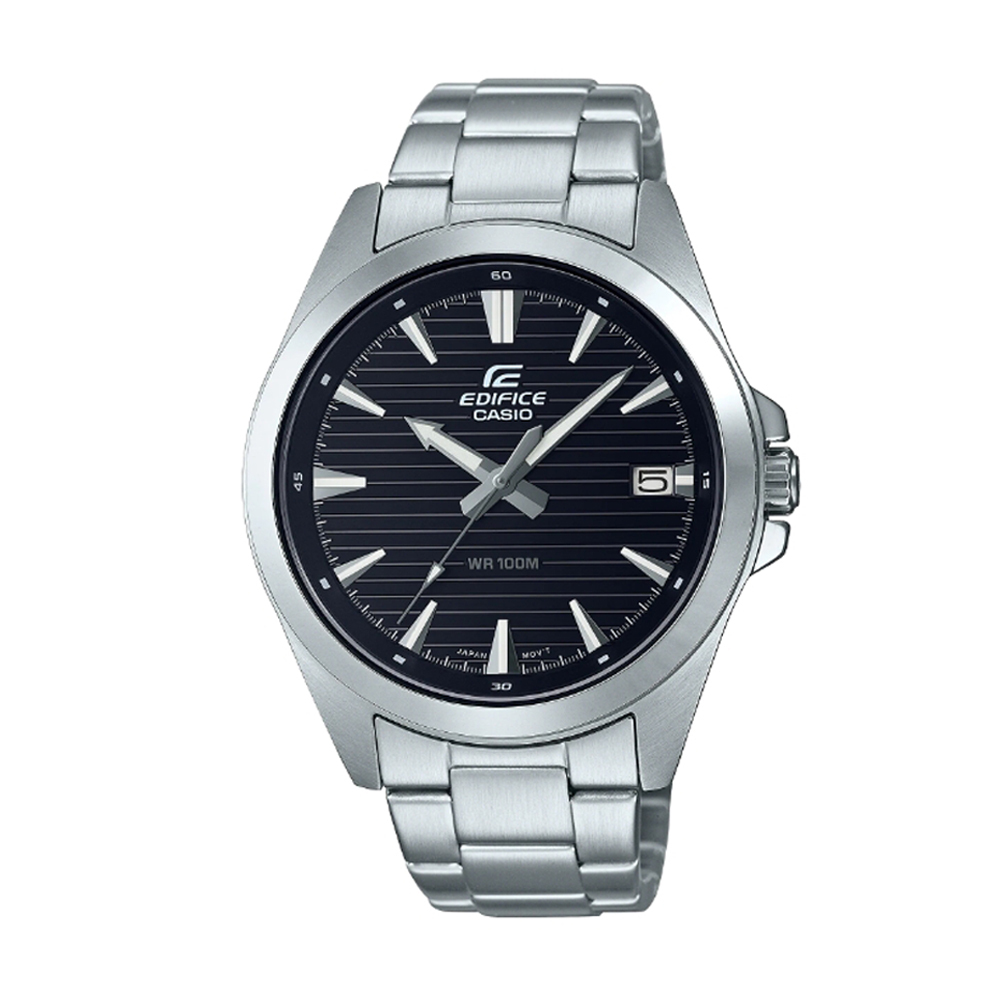 【CASIO Edifice】EFV-140D 防水100米 3年電池 帶日期 不鏽鋼腕錶-