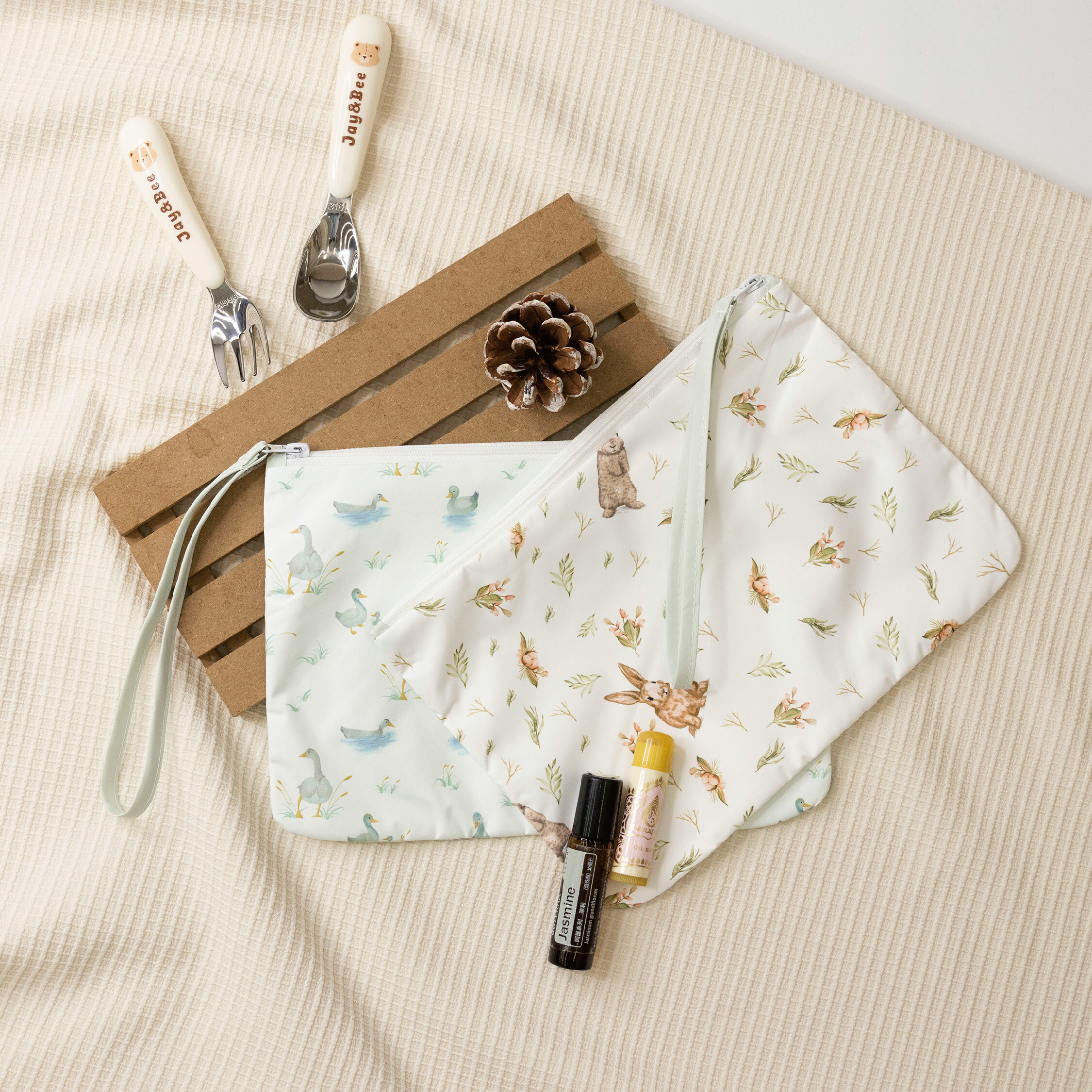 【JA2182】手繪插畫萬用防水收納袋(兩入一組)＊三款