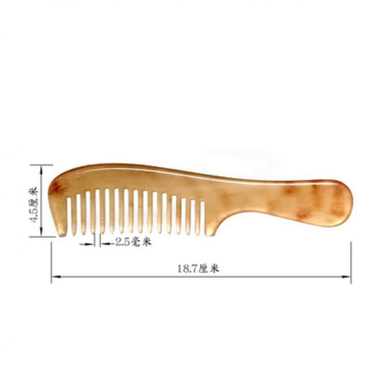 新款防靜電牛角梳(桔色 19cm圓柄寬齒)