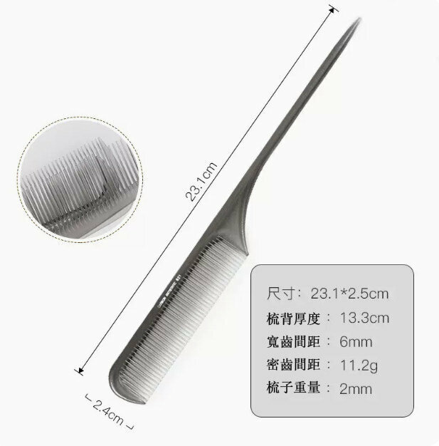 New barber comb (transparent gray 821 pointed tail comb)