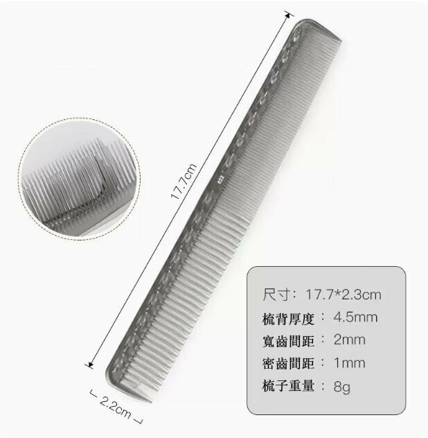 New barber comb (transparent gray 822 dual-purpose comb)