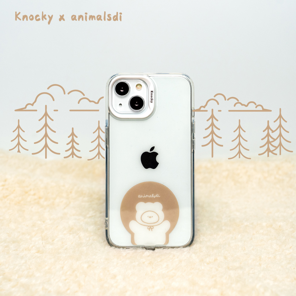 【Knocky x 滴的小動物】『帽帽熊』手機掛繩夾片