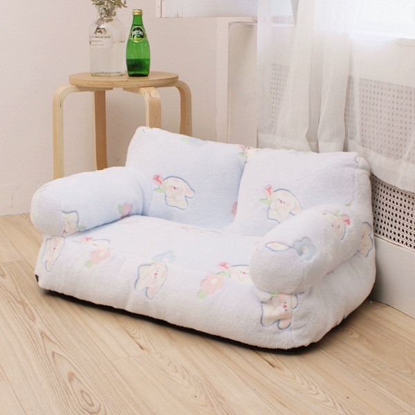 可愛寵物床沙發-M-【15斤內寵物70*45*30cm】毛絨藍色