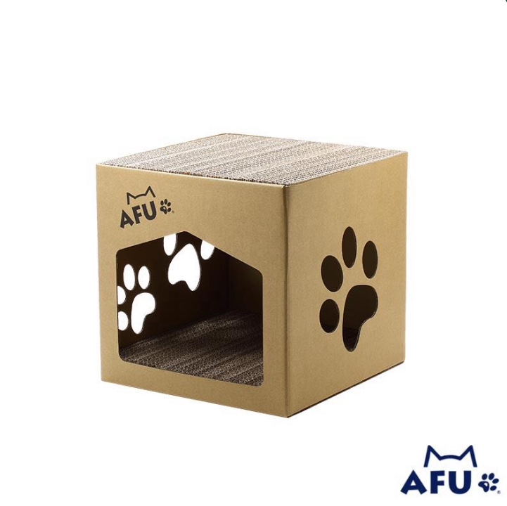 台灣AFU貓屋含4片抓板 - L SIZE 41*30*30 cm (開口23*19 cm)
