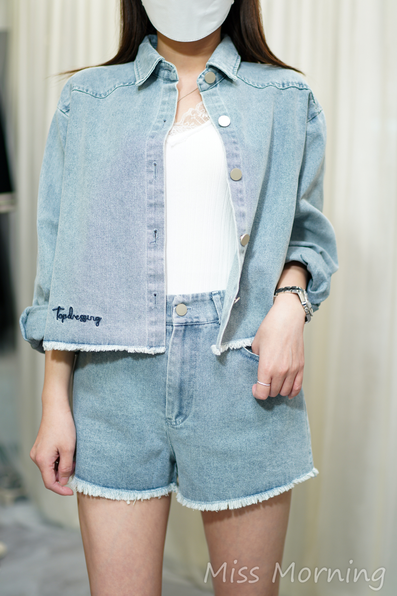 刺繡牛仔一套2件(14115)