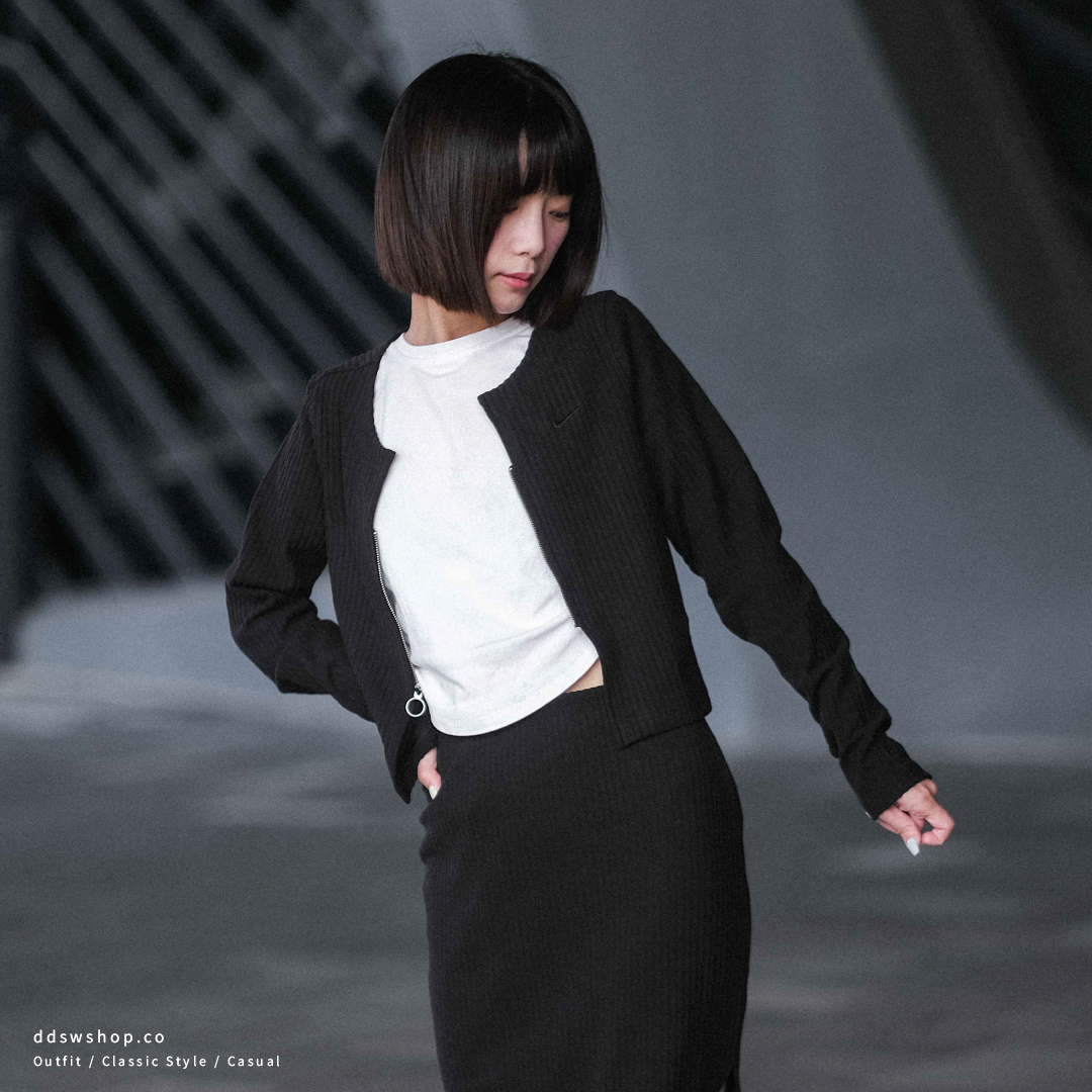 "調貨" Nike NSW Chill Knit 女款 合身拉鍊 羅紋開襟 短版上衣 FN3683-010